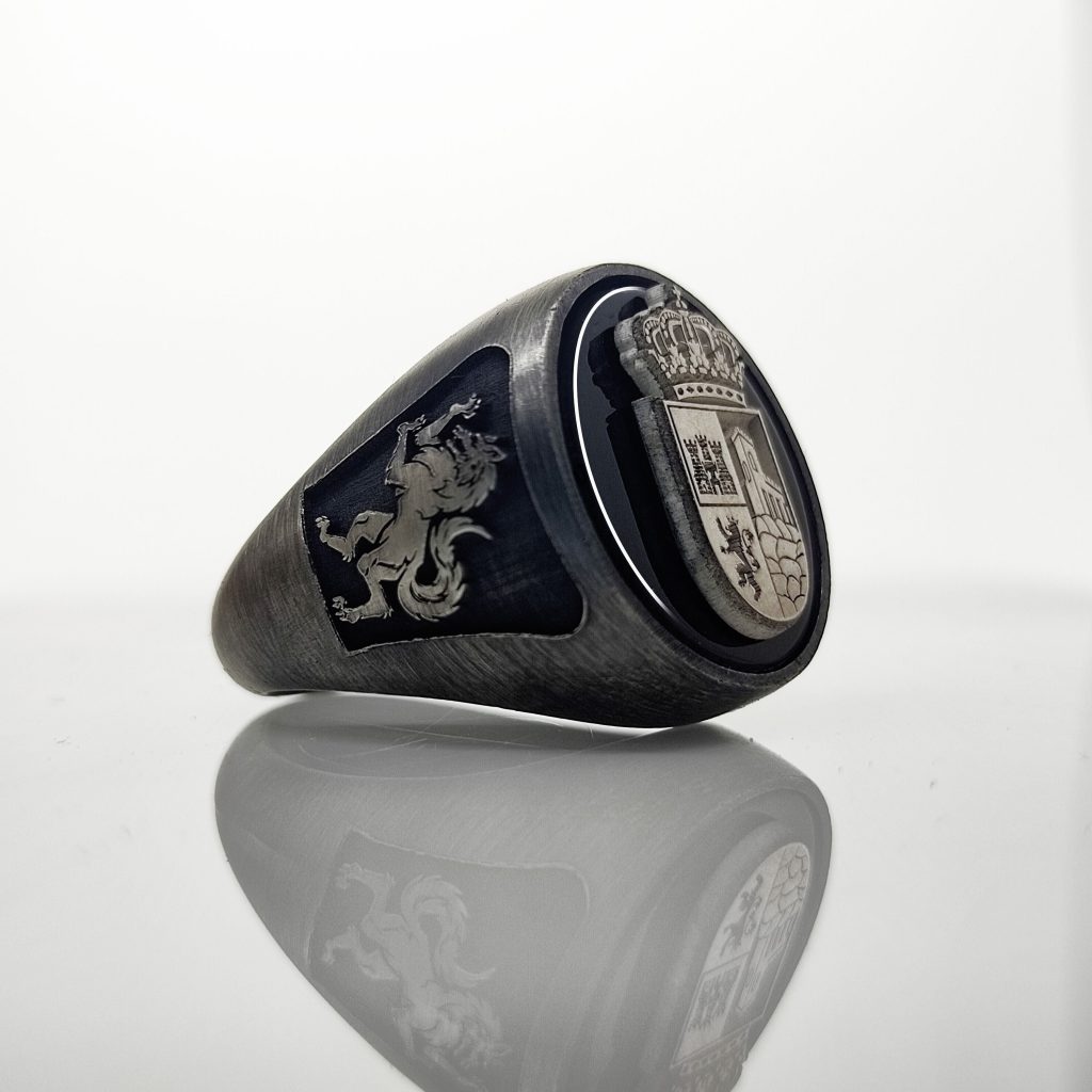 Handmade Family Crest Signet Ring: Engraved Gemstone, Custom Coat of Arms