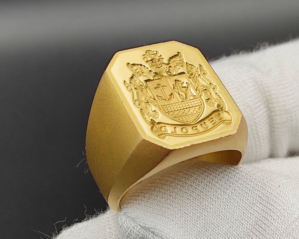 Handcrafted Family Crest Signet Ring: Personalized Coat of Arms
