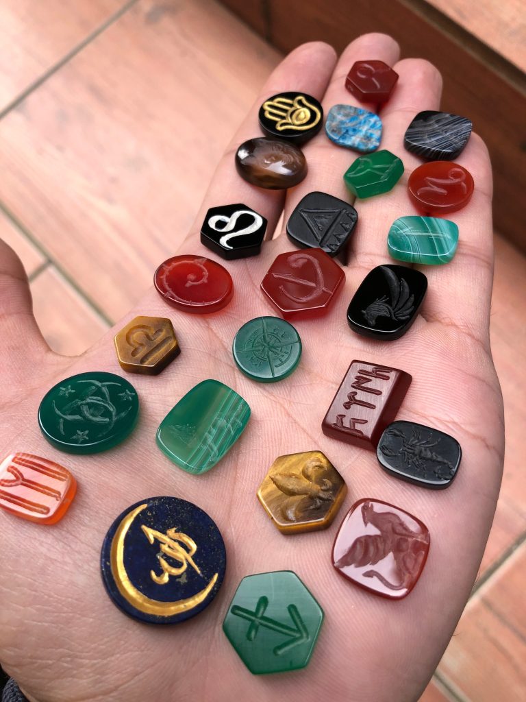 Hand Carved Intaglio Gemstone: Custom Lapis, Ruby, Emerald, Sapphire