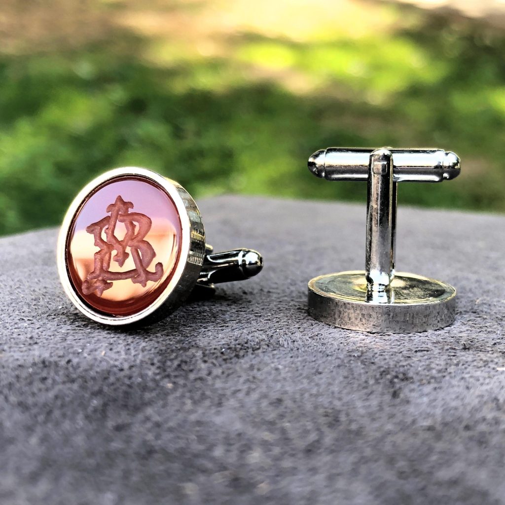 Custom Gemstone Intaglio Carving Cufflinks, Personalized Engraving Cufflinks, Gift Jewellery