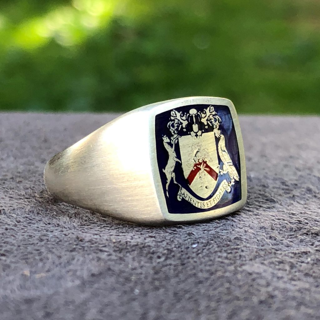 Enamel Coat of Arms Ring, Enamel Family Crest Rings, Personalized Symbol Jewellery