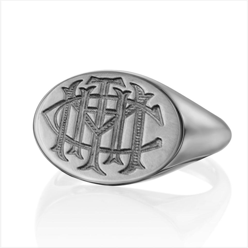 Custom Engraved Sterling Silver Signet Ring: Family Crest, Logo