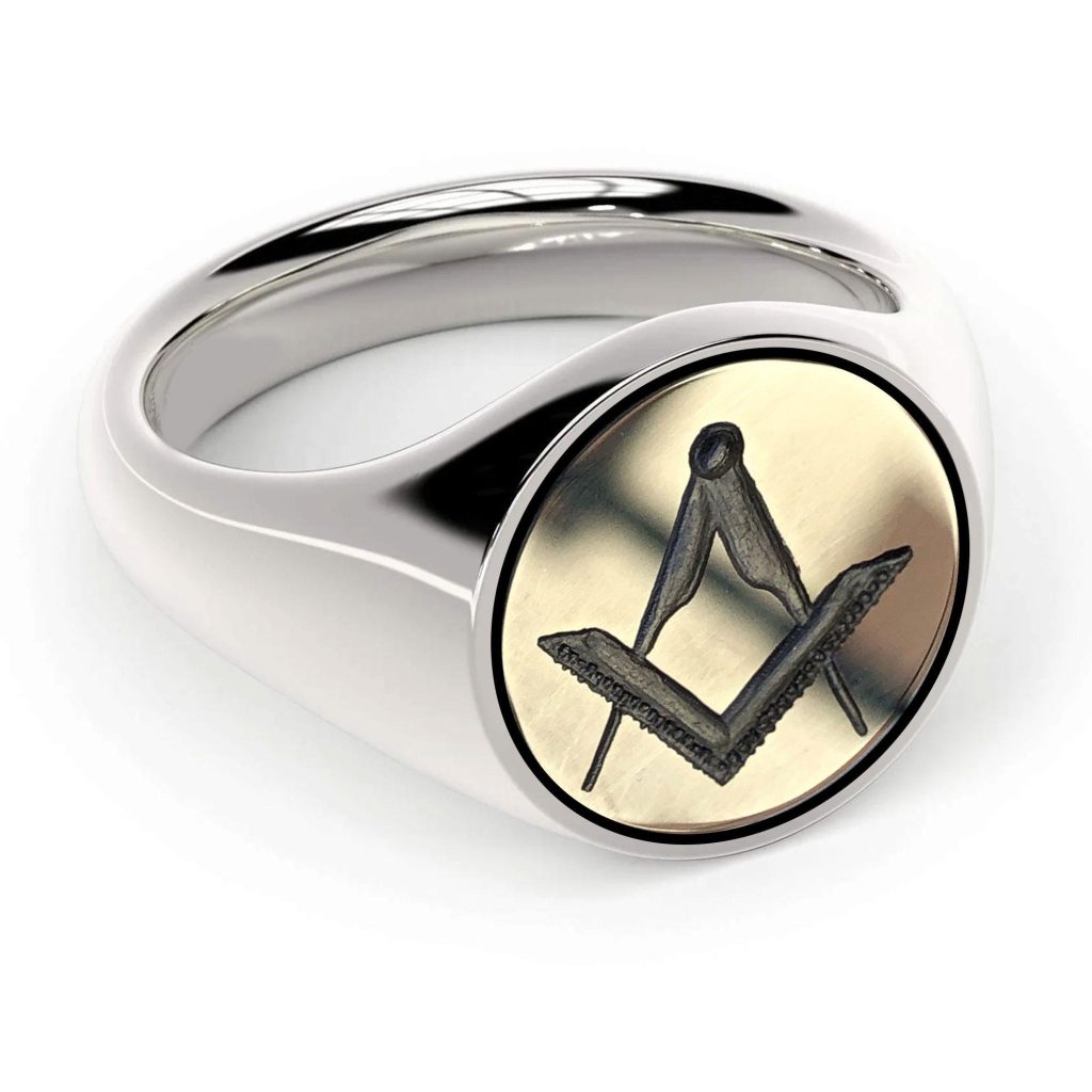 Masonic Signet Ring: Hand Carved Freemason Intaglio, Sterling Silver