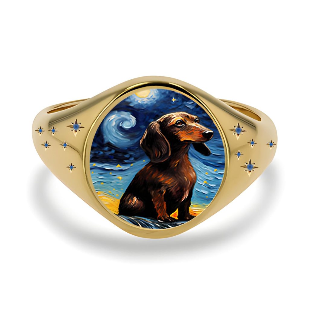 Custom Pet Portrait Enamel Ring: Handmade Sterling Silver Animal Keepsake