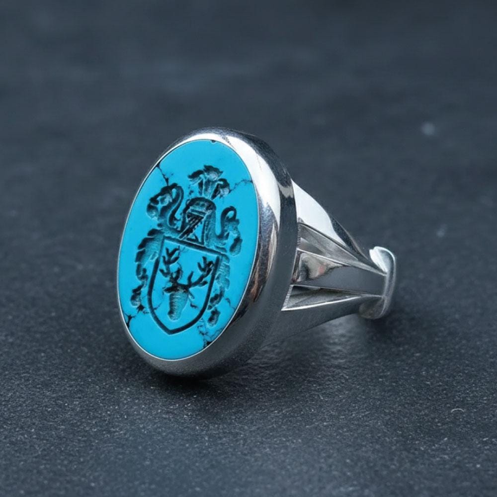 Custom Family Crest Signet Ring: Hand-Carved Intaglio, Gold or Silver