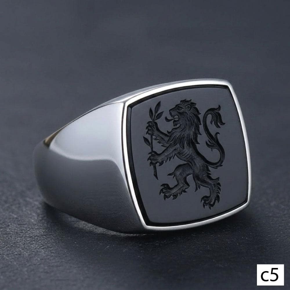 Family Crest Custom Intaglio Seal Ring: Sterling Silver Engraved Signet Jewelry, Gemstone Carving