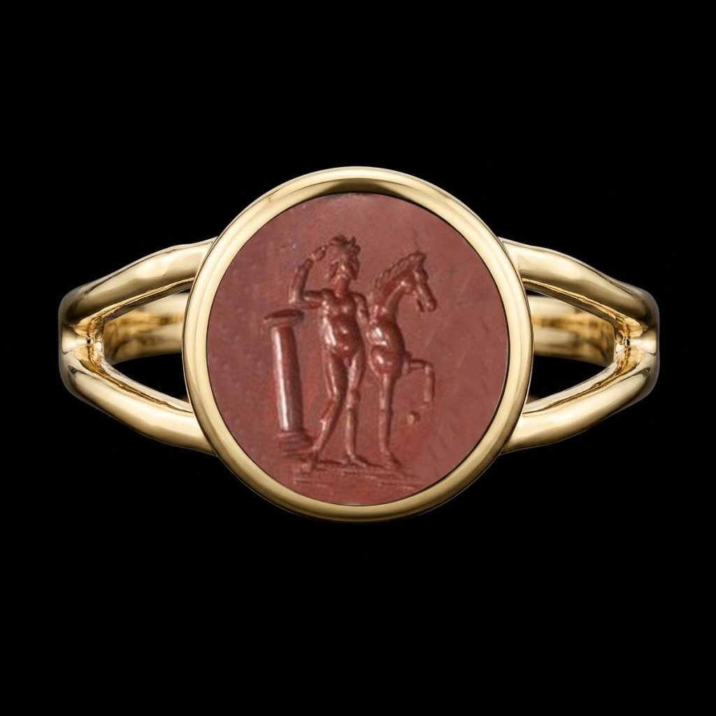 Hand Carved Custom Intaglio Signet Ring - Antique Style Gold & Silver Seal Bands