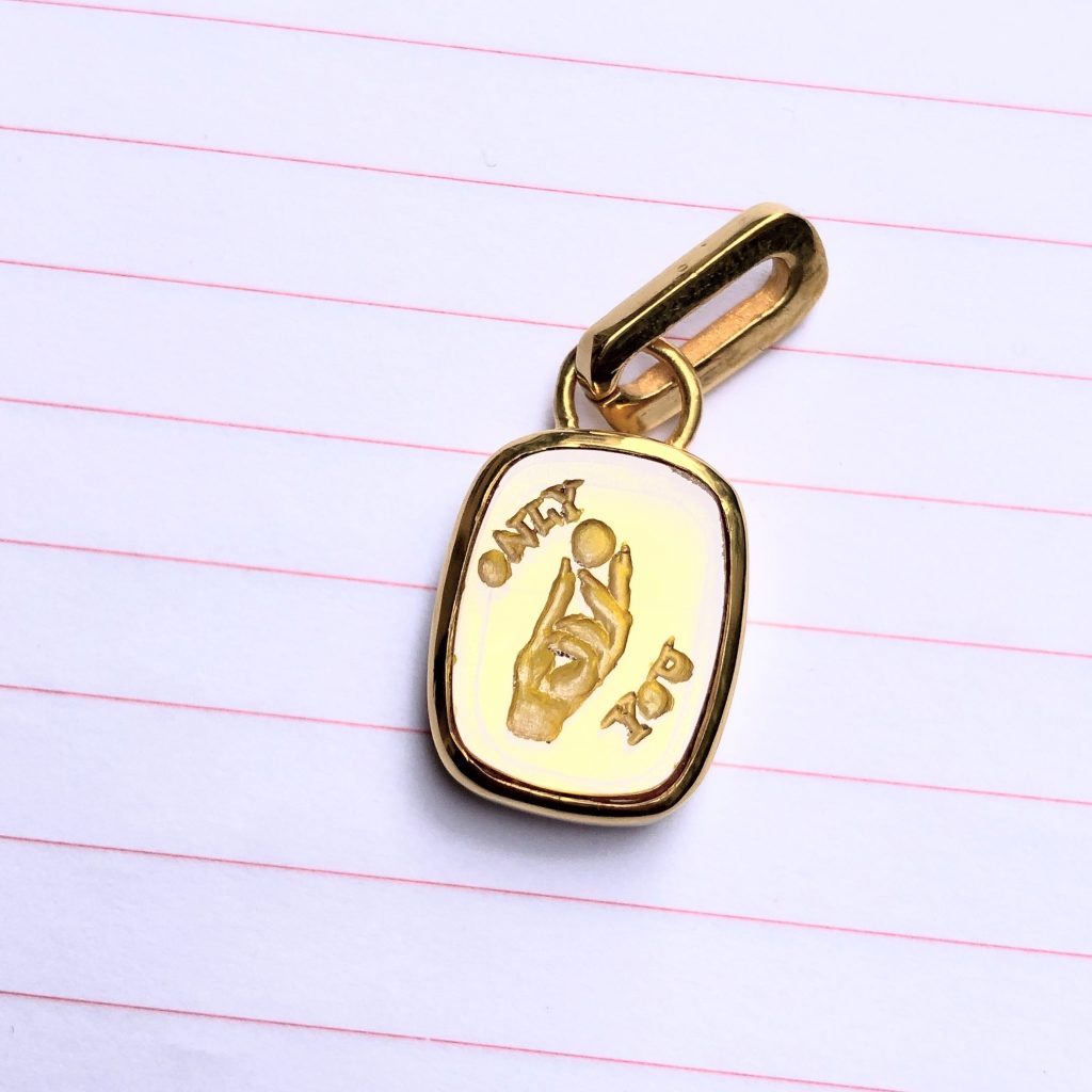 Personalized Intaglio Gemstone Necklace: Family Crest Engraved Pendant