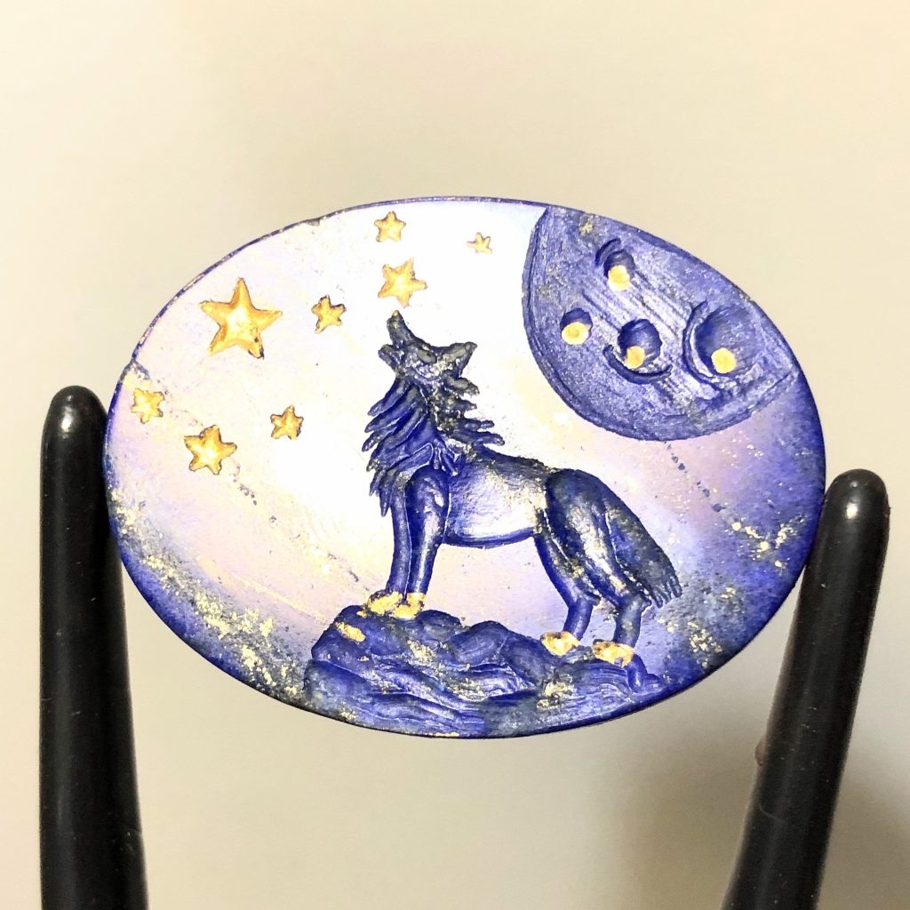 Personalized Lapis Lazuli Intaglio: Hand Carved Family Crest Gemstone