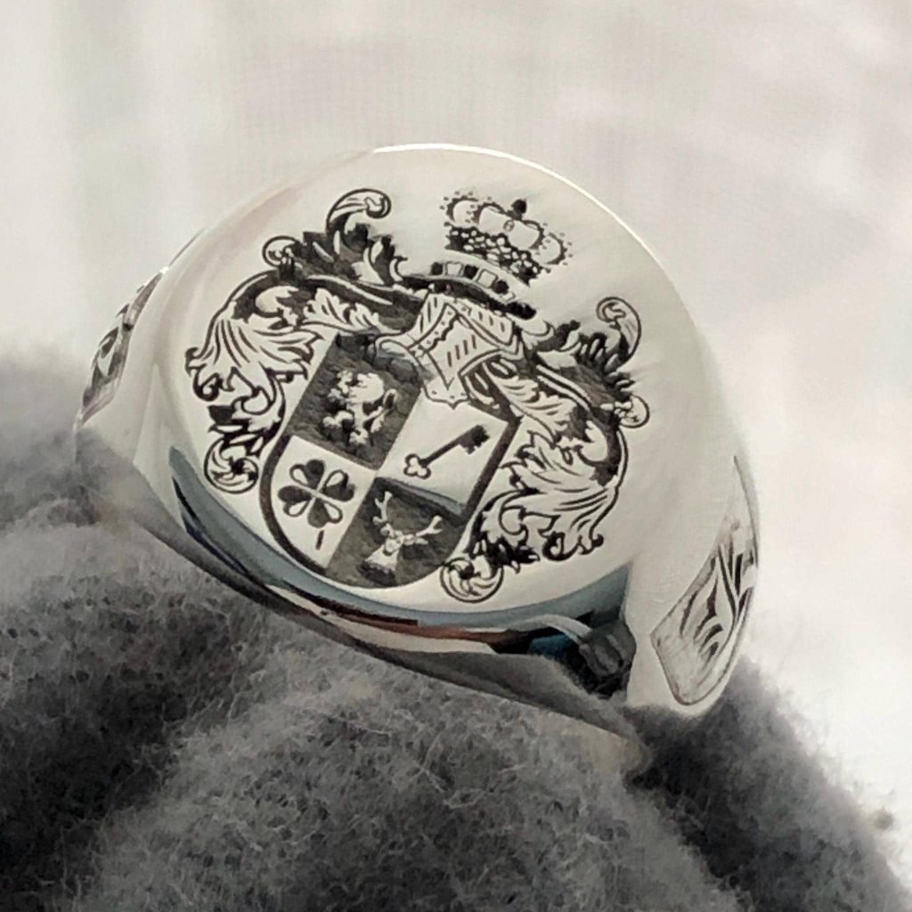 Custom Family Crest Signet Ring: Handmade Coat of Arms Ring