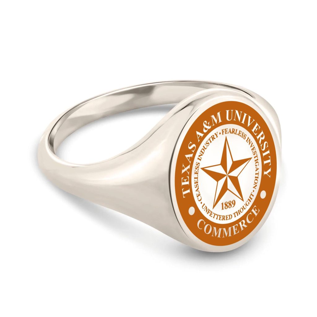 Sterling Silver College Ring, Enamel University Signet Ring