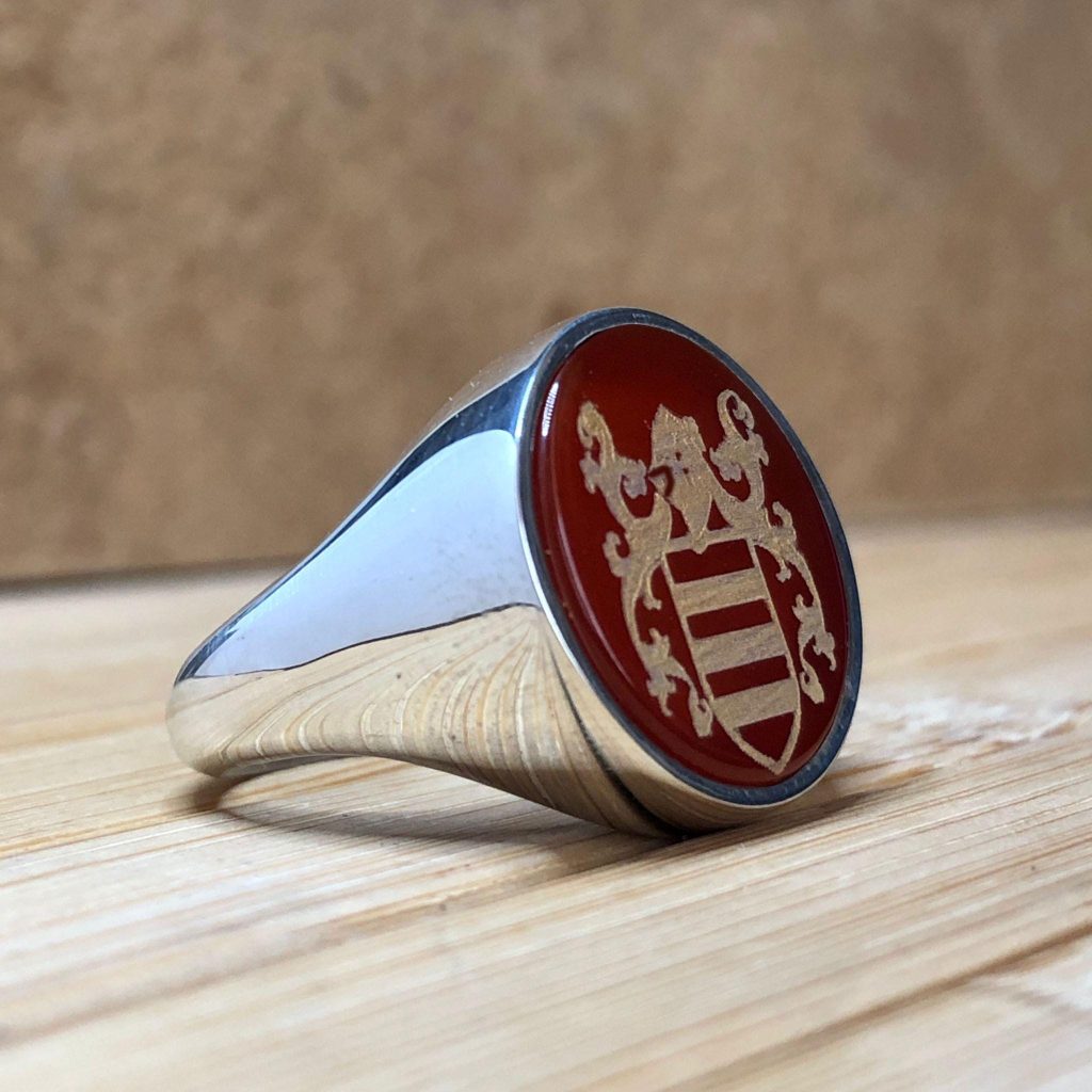 Personalized Family Crest Ring: Gemstone Intaglio, Heraldic Jewelry