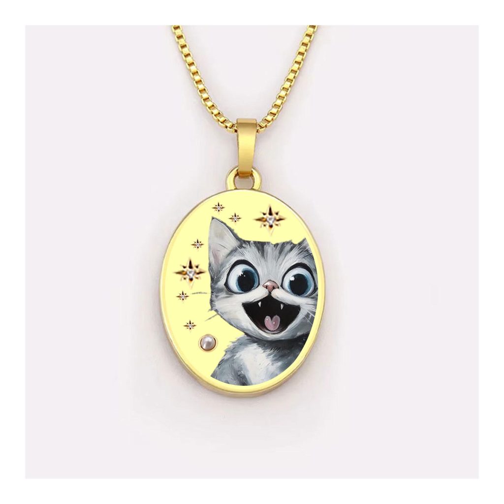 Hand-Painted Pet Portrait Necklace: Custom Enamel Dog or Cat Memorial