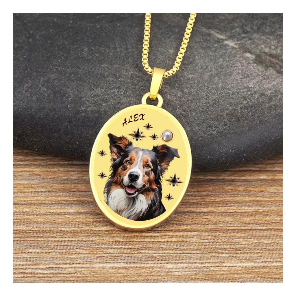 Hand-Painted Pet Portrait Necklace: Enamel Dog/Cat Memorial Pendant