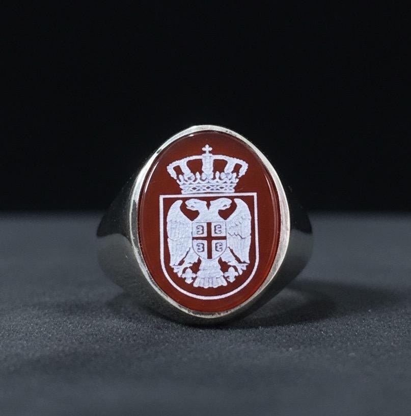 Personalized Family Crest Ring: Gemstone Intaglio, Heraldic Ring