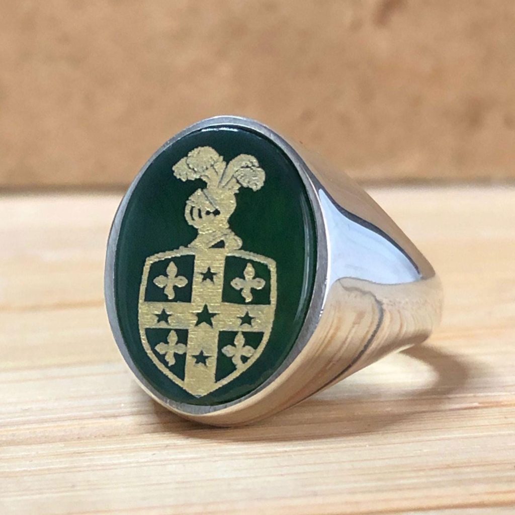 Personalized Family Crest Ring: Gemstone Intaglio, Heraldic Ring