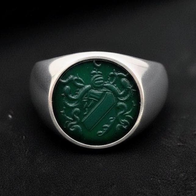 Personalized Family Crest Signet Ring: Sterling Silver Engraved Jewelry