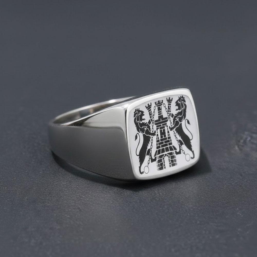 Custom Family Crest Signet Ring: Sterling Silver, Gold Vermeil