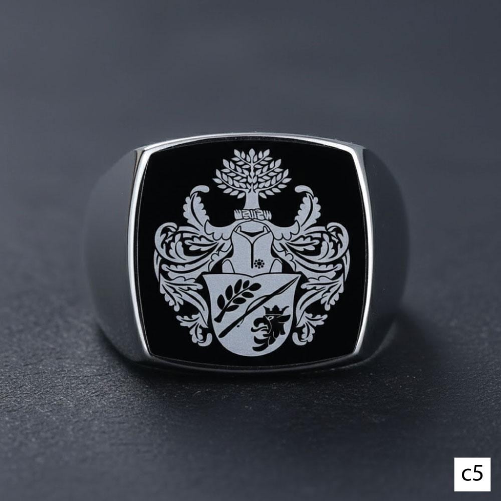 Personalized Family Crest Signet Ring: Custom Coat of Arms
