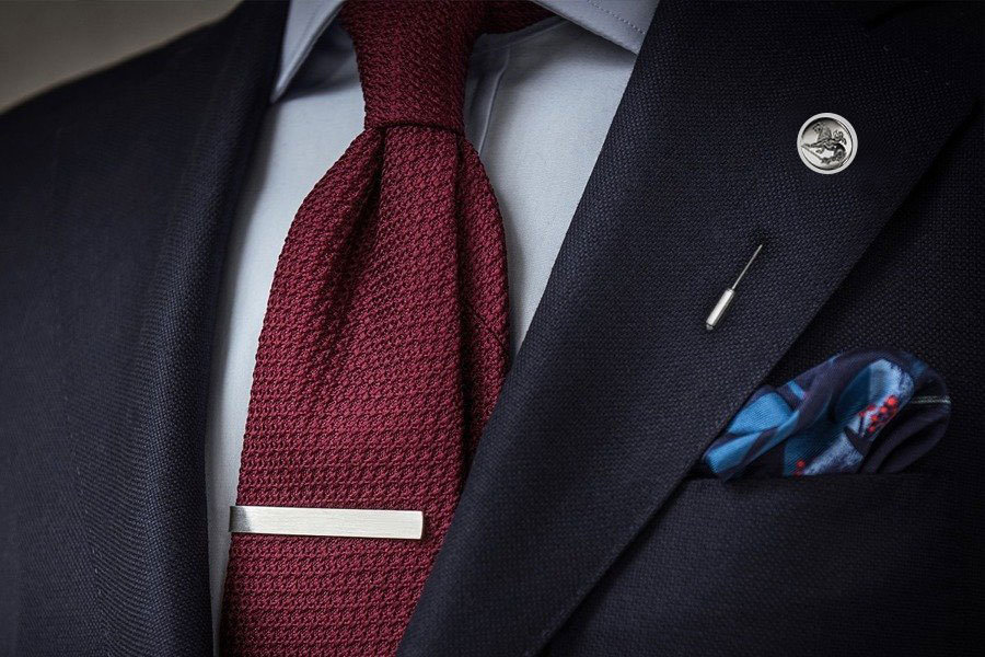 Personalized Gemstone Lapel Pin: Handcrafted Engraved Initial Tie Pin