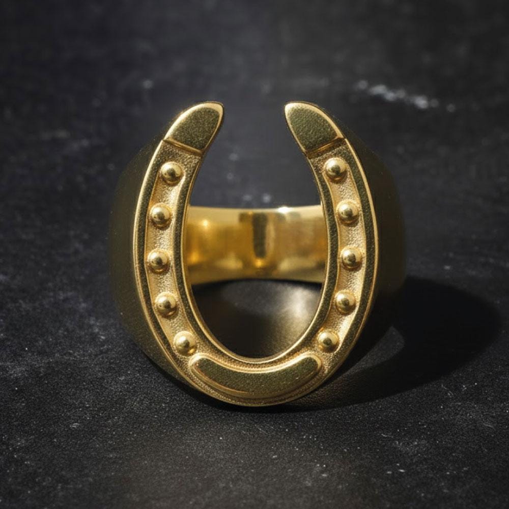 Sterling Silver Good Luck Horseshoe Ring, Lucky Horseshoe Jewelry