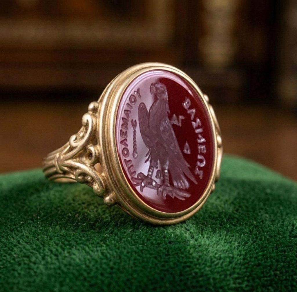 Bespoke Antique Style Gemstone Signet Ring – Natural Gemstone Intaglio Jewellery, Vintage Design, Unisex Artisan Jewelry